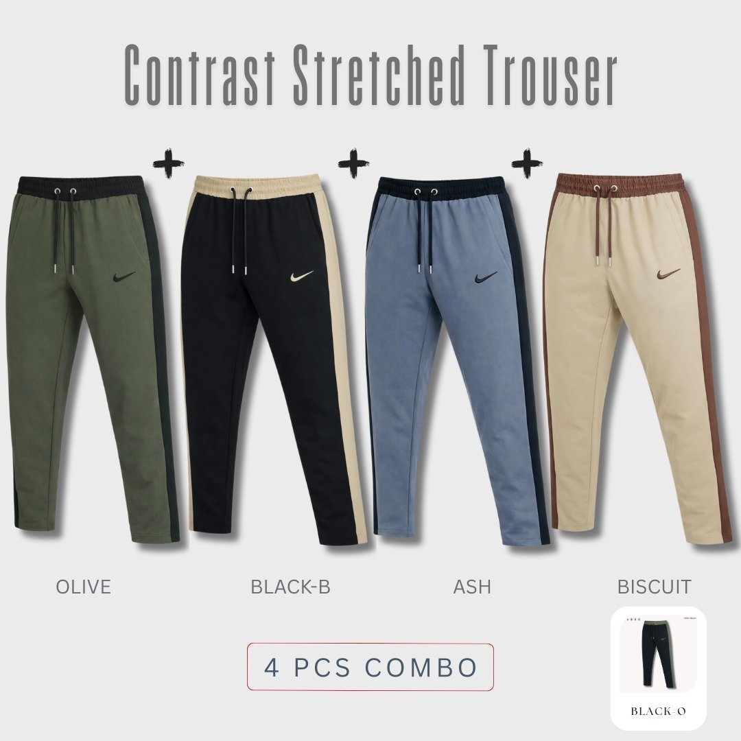 3 Platinum Contrast Trouser 4 pcs Combo | STR01 - Image 1