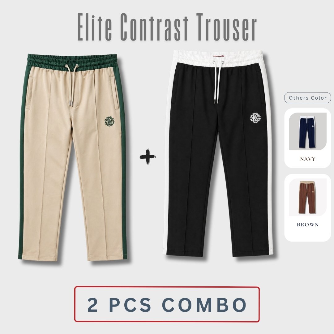 5 Elite Zipper Contrast Trouser 2 pcs Combo | STR02 - Image 1
