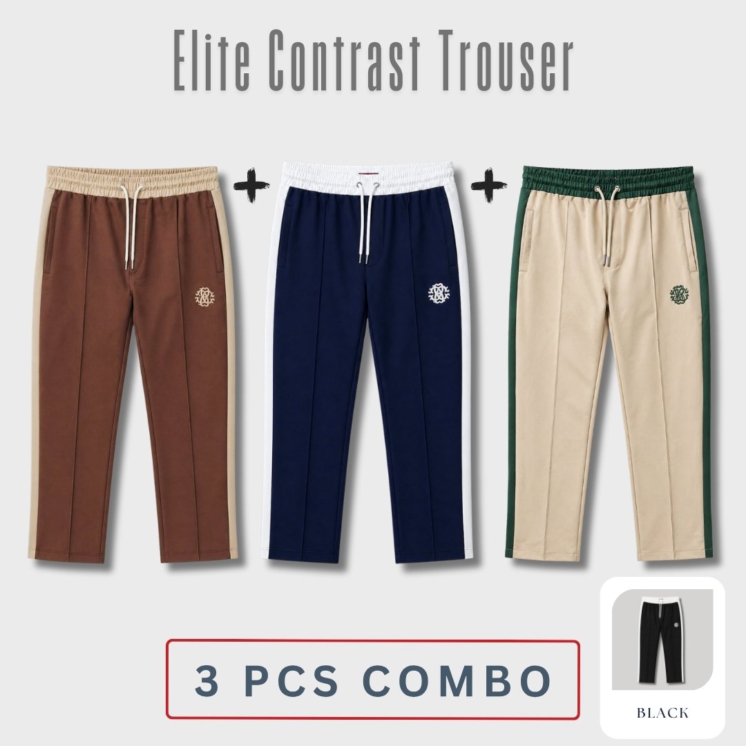 6 Elite Zipper Contrast Trouser 3 pcs Combo | STR02 - Image 1