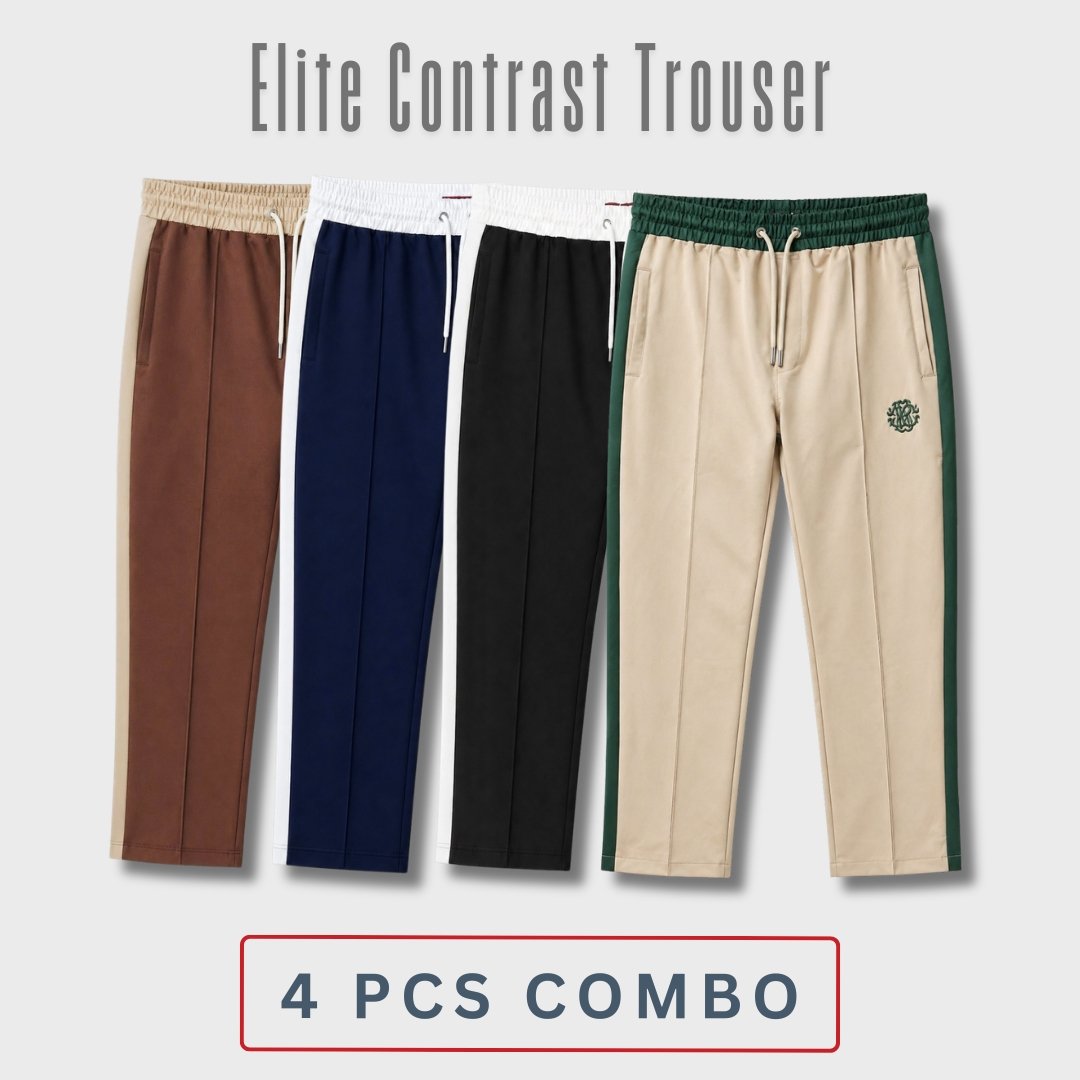 7 Elite Zipper Contrast Trouser 4 pcs Combo | STR02 - Image 1