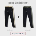 Platinum Contrast Trouser 2 pcs Combo | STR01-Black