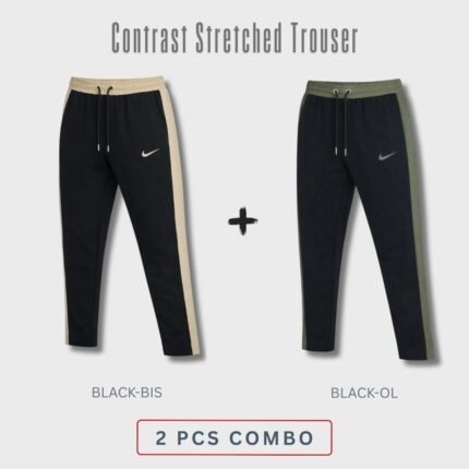 Platinum Contrast Trouser 2 pcs Combo | STR01-Black