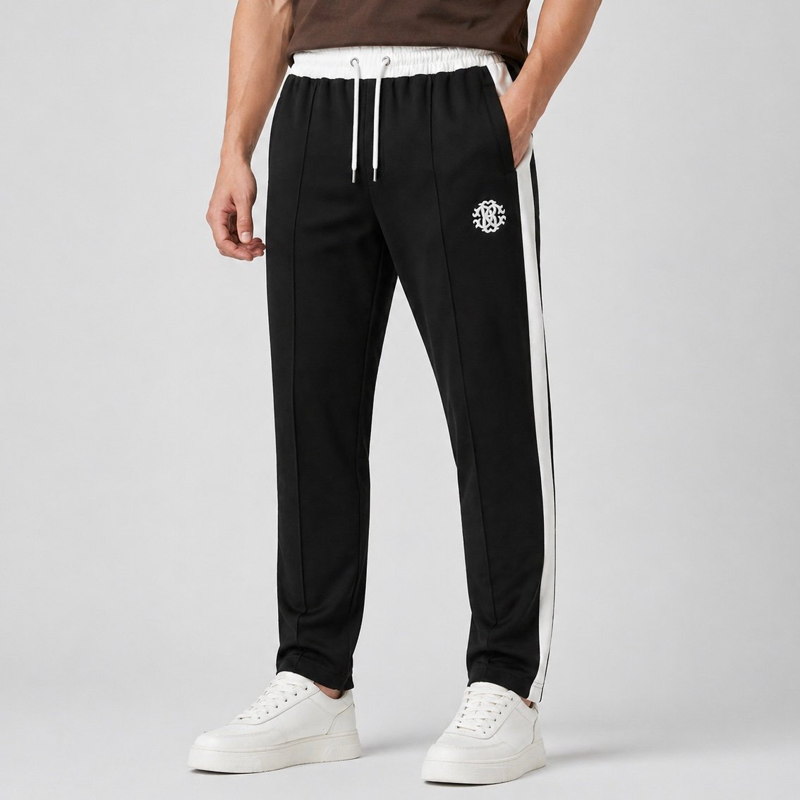 STR02-Black-2 Elite Zipper Contrast Trouser | STR02-Black - Image 1
