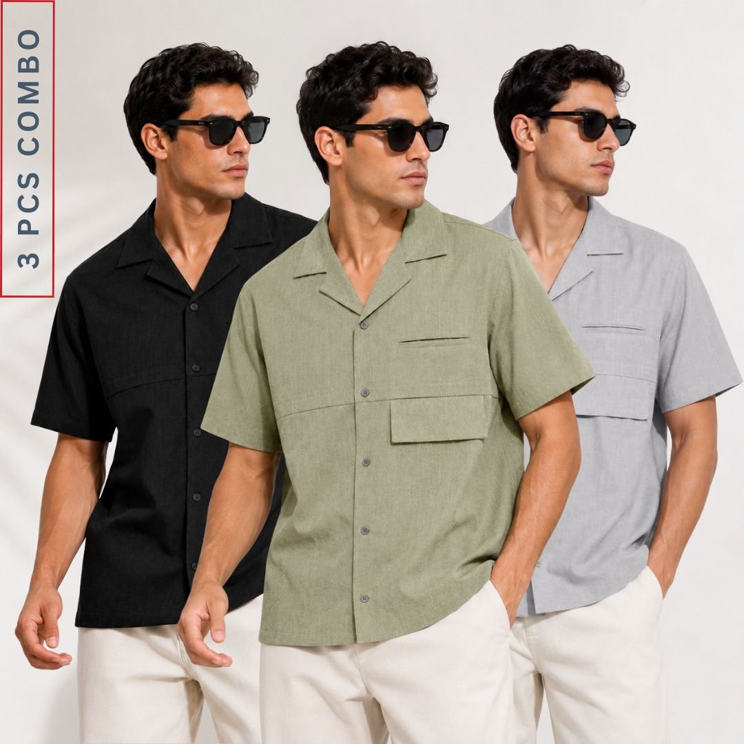 SMS02-3 pcs combo ZARA Premium Cuban Shirt Combo 3 Pcs | SMS02 - Image 1