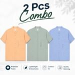 Exported Premium Mandarin Shirt Combo 2 Pcs | SMS05